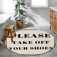 thumbnail image 3 of Round Rugs 4Ft, Beige Letter Round Area Rug Washable Indoor Throw Carpet, Modern Minimalist White Text Striped Soft Non Slip Circle Rug for Kitchen Nursery Room Home Decor Aesthetic, 3 of 8