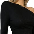thumbnail image 5 of Staron Women's Off-Shoulder Short Sleeve Bodycon Dress Shimmering Party Cocktail Night Out Slim Fitted Elegant Fashionable Dress, Black XXL, 5 of 6