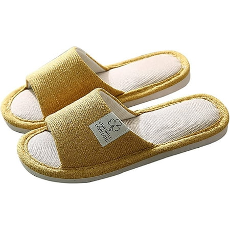 

CoCopeaunts Household Linen Slippers Open Toe Indoor Outdoor Anti-Slip wear-resistant Slippers Casual Floor Slippers for Women
