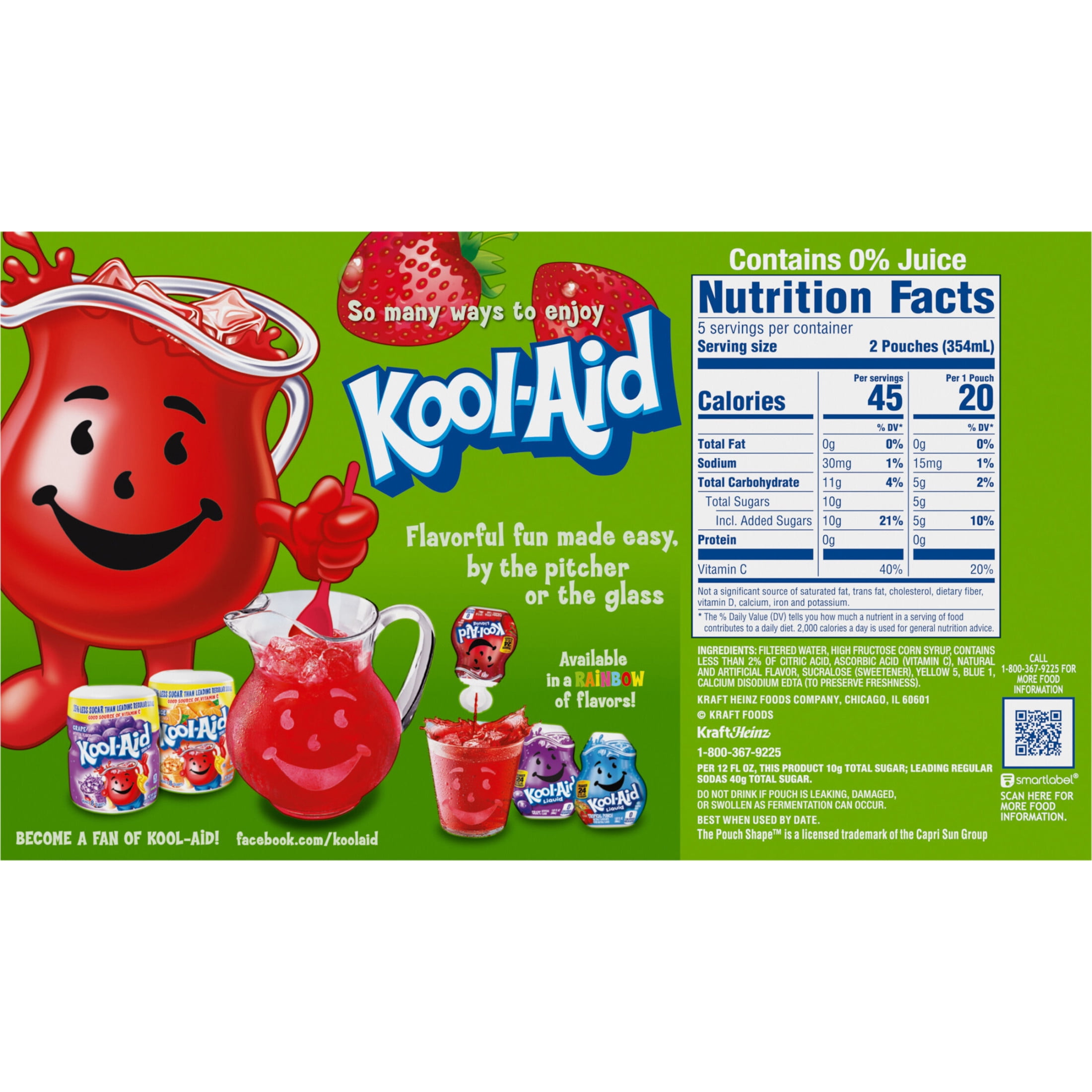 (4 pack) Kool-Aid Jammers Artificially Flavored Drink, 10 Pouches, for School Lunches and On-the-Go Hydration, Strawberry Kiwi Flavor, Excellent Source of Vitamin C, 6 fl oz