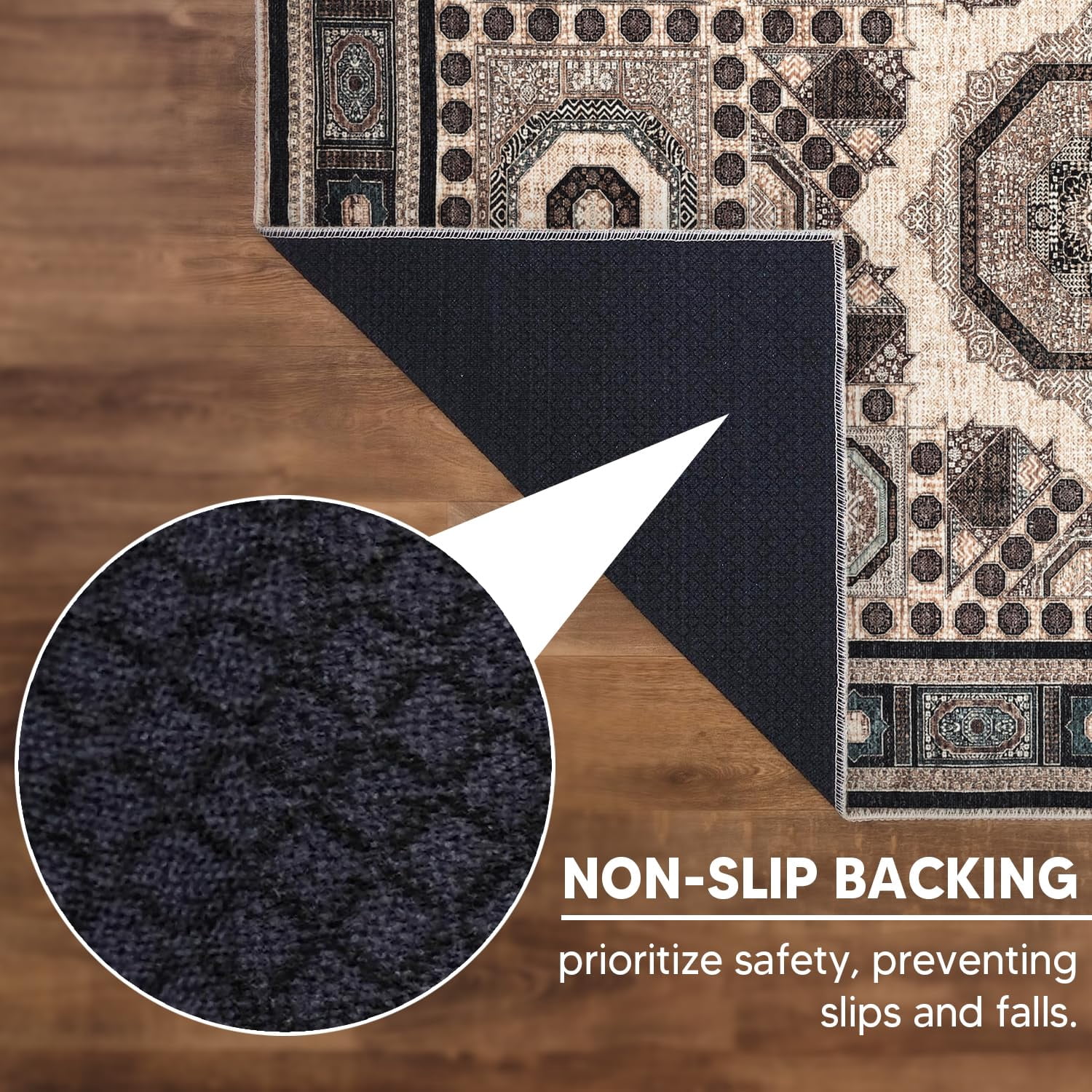 Keen Home Design Machine Washable Area Rugs with Non-slip Backing, Ideal for Hallway, Living Room, Bedroom, Kitchen and Laundry Room, Vintage Moroccan and Low Pile Rug - ( 2'6'' x 7')