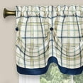 thumbnail image 3 of Window Curtain Valance, Double Layer Plaid Gingham Design, Button Tab Top Window Valance, Navy, 58" W x 14" L, 3 of 3