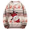 PMUYBHF Chandail à Capuche Homme Graphique Fermeture à Glissière Automne et Hiver Tendance Décontractée Imprimé de Noël Chandail Col Rond Chandails en Molleton pour Hommes Fermeture Éclair devant