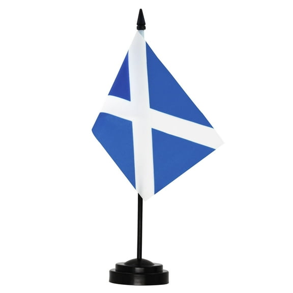 ANLEY Scotland Deluxe Desk Flag Set - 6 in x 4 in Miniature Scottish Desktop Flag