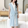 thumbnail image 6 of Women's Sleeveless Terry Wrap Towel Bathrobe Bow Pocket for Summer Drying Balcony Lounging Light Blue Free Size, 6 of 6