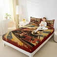 thumbnail image 4 of Castle Fairy Teens Vintage Railway Train Twin Sheet Sets 3pcs,Abstract Retro Twin Fitted Sheet Microfiber,Transportation Railway Railroad Breathable Flat Sheet,Lightweight Room Decor, 4 of 7