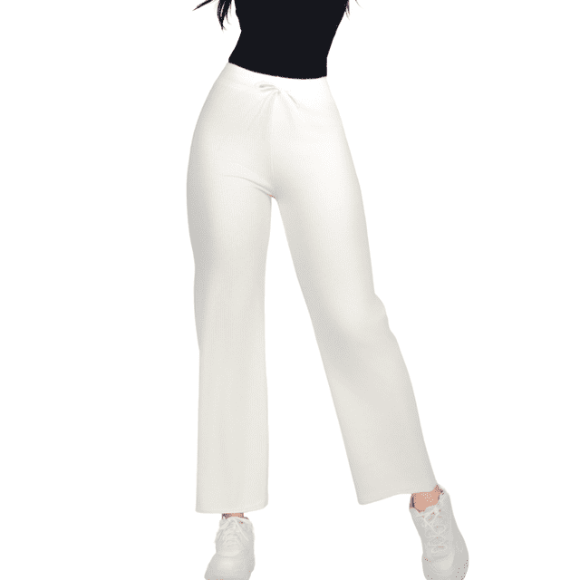 Pants Mujer Anchos Wide Legs Unicolor Acanalado Confort y Estilo