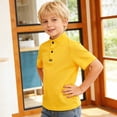 thumbnail image 6 of Krdevn Kids Boys Girls Solid Stand Collar Short Sleeve Polo Shirt Casual Summer School Uniform Top,9-10 Years, 6 of 6