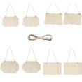 thumbnail image 1 of Laklulu Paquete de 8 placas de madera colgantes sin terminar para manualidades con cuerda de yute, letrero de madera para pintura de bricolaje, proyectos de arte, decoración del hogar, 1 of 5