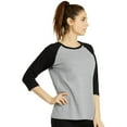 thumbnail image 3 of DailyWear Womens Casual 3/4 Sleeve Plain Baseball Cotton T Shirts BLK/LT.G, Large, 3 of 4