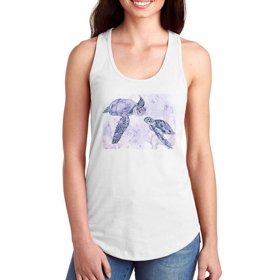 Cute Turtles Watercolor Racerback Tank Women -Jennifer Paxton Parker Designs, Female x-Small