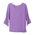 thumbnail image 1 of Blouses Jacquard en Coton et Lin à Manches 3/4 pour Femmes, 1 of 6