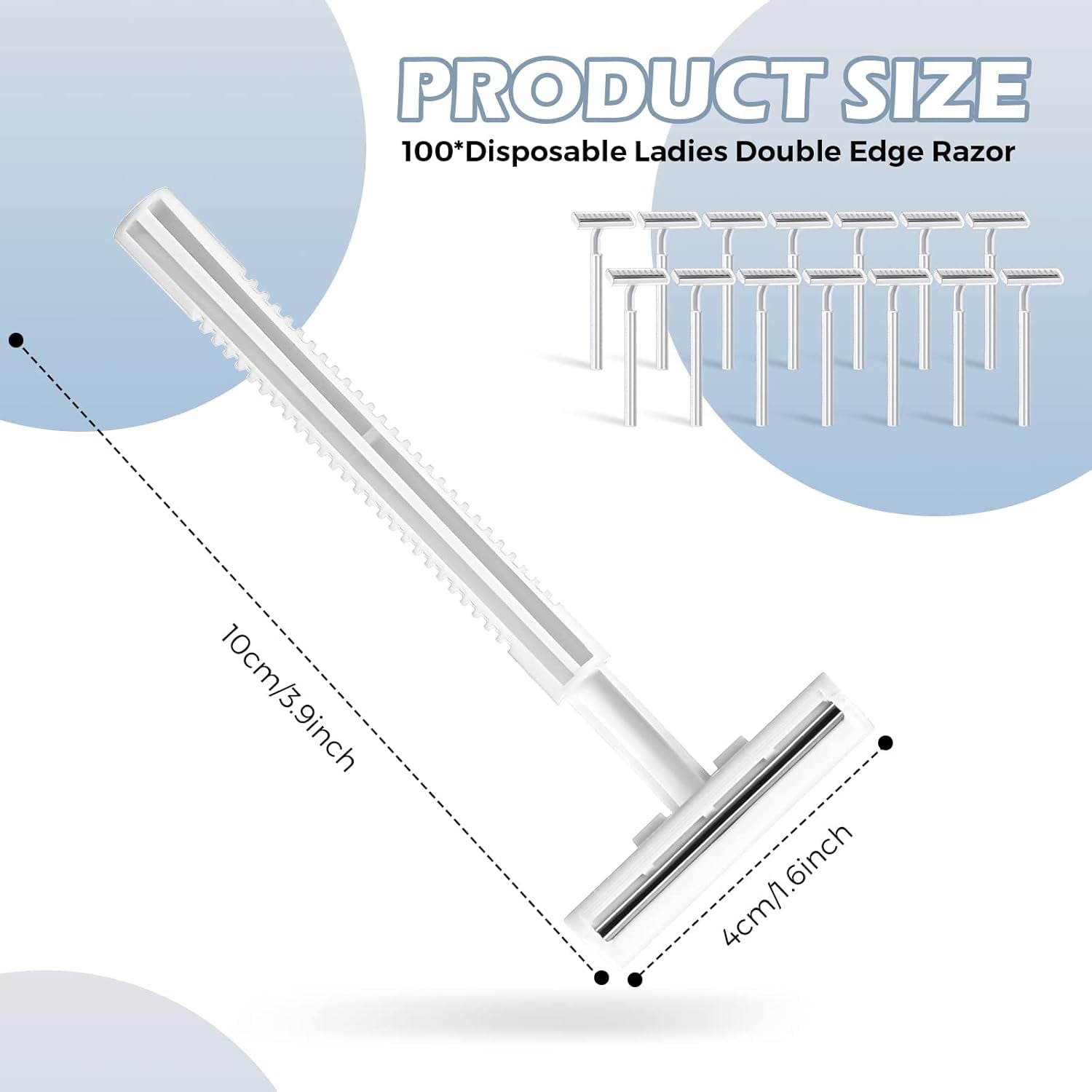 100 Pieces Disposle Razors Bulk for Women Individually Wrapped Twin Blades Shaving Razor Women Razors for Shaving Safety Hotel Guest House Travel Home Use Portle, White