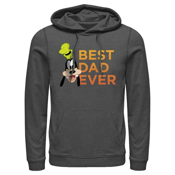 Men's Mickey & Friends Father's Day Best Goofy Dad Ever  Pull Over Hoodie Charcoal Heather 2X Large