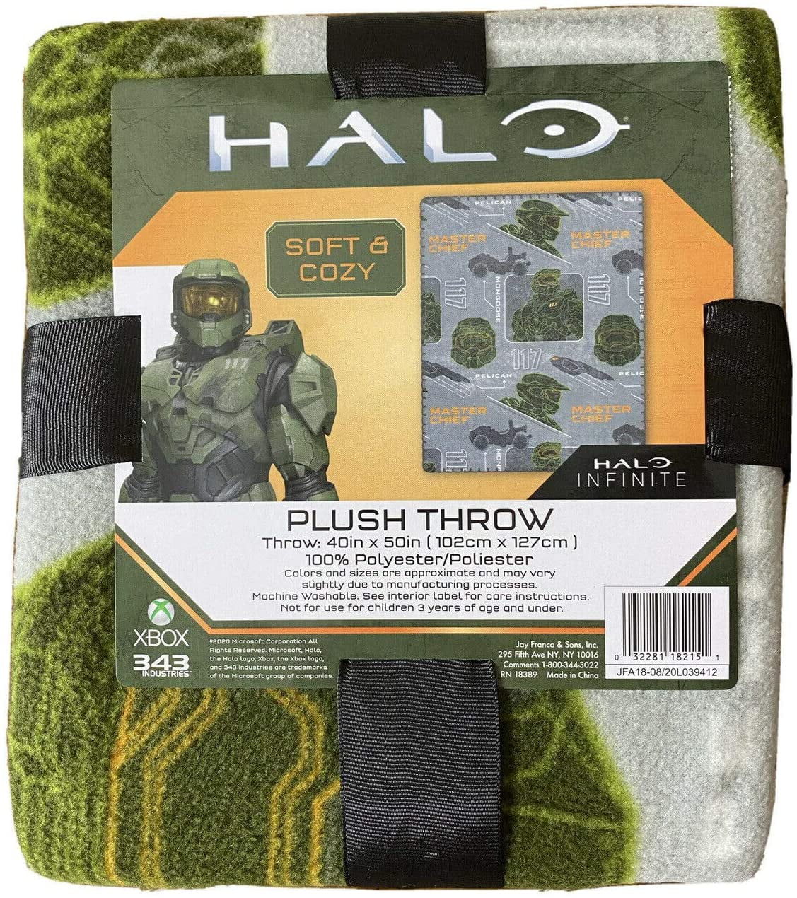 HALO Plush Throw Blanket  40" x 50"  100% Polyester Gray Green color  BRAND NEW 