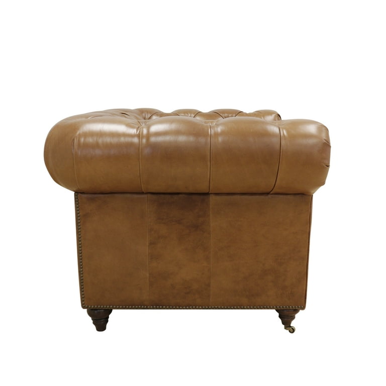 Pasargad Home Genuine Leather Chester Bay Tufted Chair Walmart