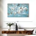 thumbnail image 3 of Elephant Stock Continental Animals Wall Art - Horizontal Multi Panel Canvas - Living Room Wall Decor - Map Multi Panel - Blue And Beige Decor - 38" x 24", 3 of 8