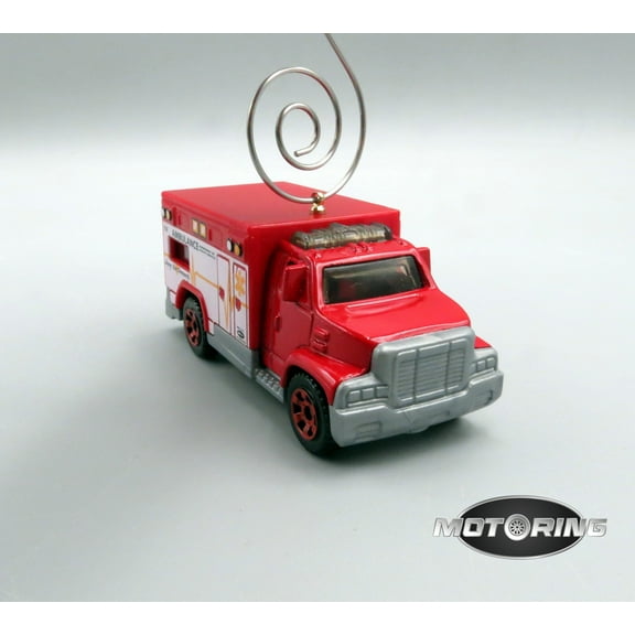 Ambulance Red Emergency Vehicle Van Car Rare Christmas Tree Ornament Diecast