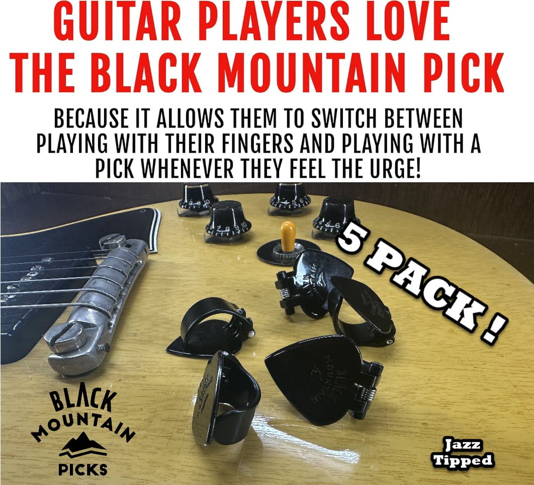 5X BLACK MOUNTAIN Spring Loaded Guitar Thumb Picks | Jazz Tipped Universal Fit