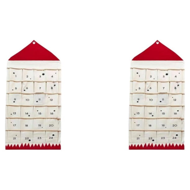 Inteprter Calendario de Adviento navideño multifuncional, regalos para todas las edades, tela resistente y duradera, fácil de usar, color rojo rojo 2Conjunto