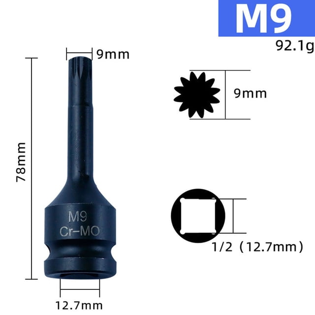 3Inch M5-M19 1/2Inch Drive Wrench Socket Adapter 12 Point Socket Screwdriver Bit Home Diy Repair Hand Tool Accessories M9