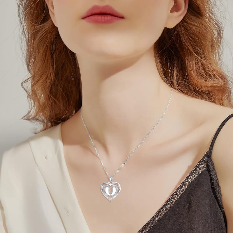 Diamond Heart Necklace 925 Sterling Silver Sea Turtle Flamingo Fox Rose Flower Mushroom Frog Teddy Bear Gymnast Butterfly Feet Three Hearts Pendant Necklaces for Women Heart Jewelry Gifts