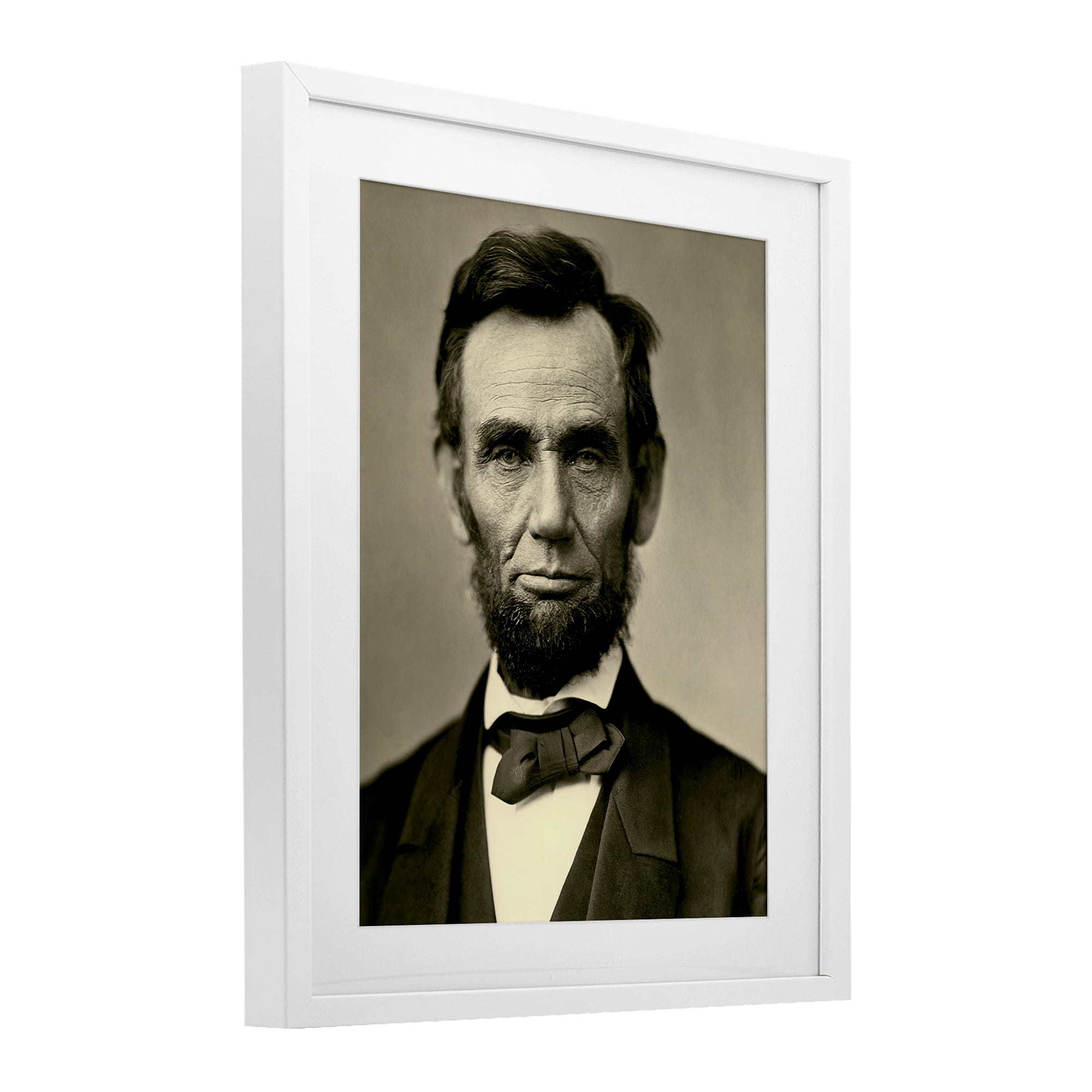 Stupell Industries Iconic Lincoln Portrait White Framed Print Under Glass, design by Alexander Gardner