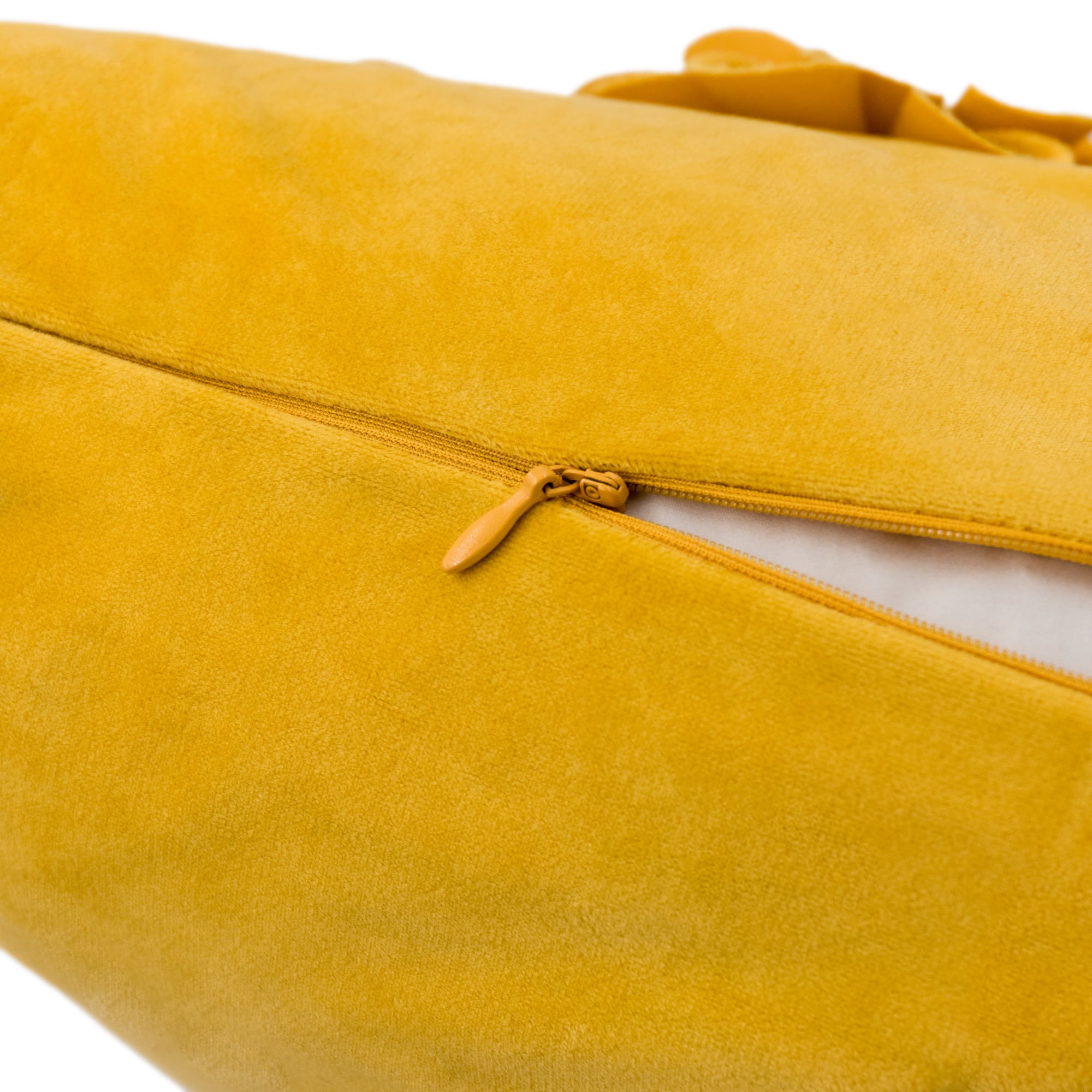 JWH 3D Handmade Square Soft and Smooth Decorative Velvet Flower Pillow Covers 18x18inch Yellow for Room Sofa Bedding Decor