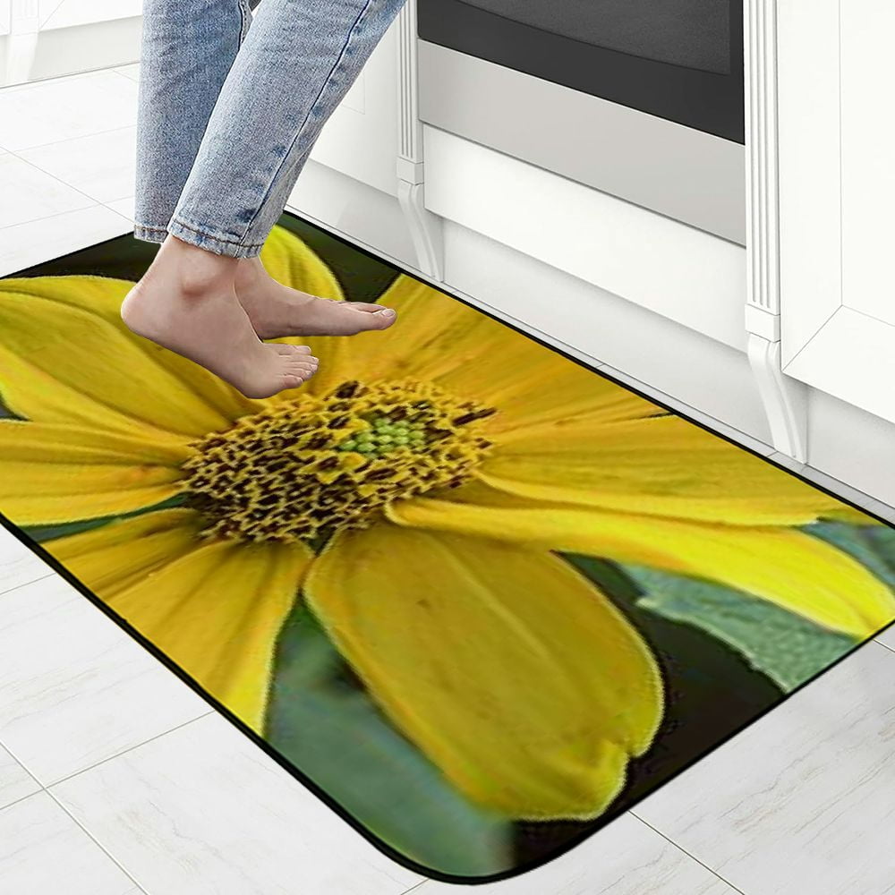 Heduofu Decorative Door Mat, Door Mat with Non-Slip Rubber Backing, Easy Cleaning, Traps Dirt, Rug for Entry, Patio, Garage - Yellow Flower Floral Spring Summer Nature Plant 19.68*47.24 in