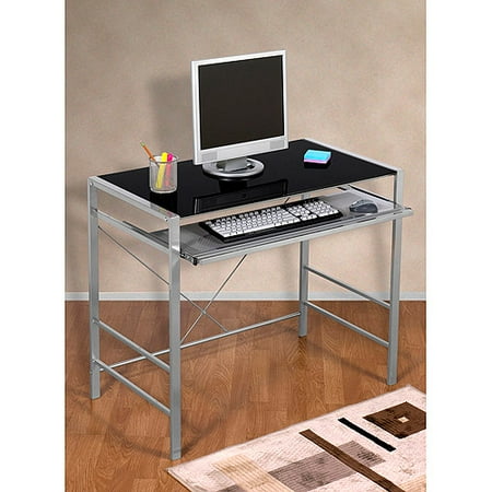 Mainstays Versatile Modern Glass Top Desk Multiple Colors Mainstays Versatile Modern Glass Top