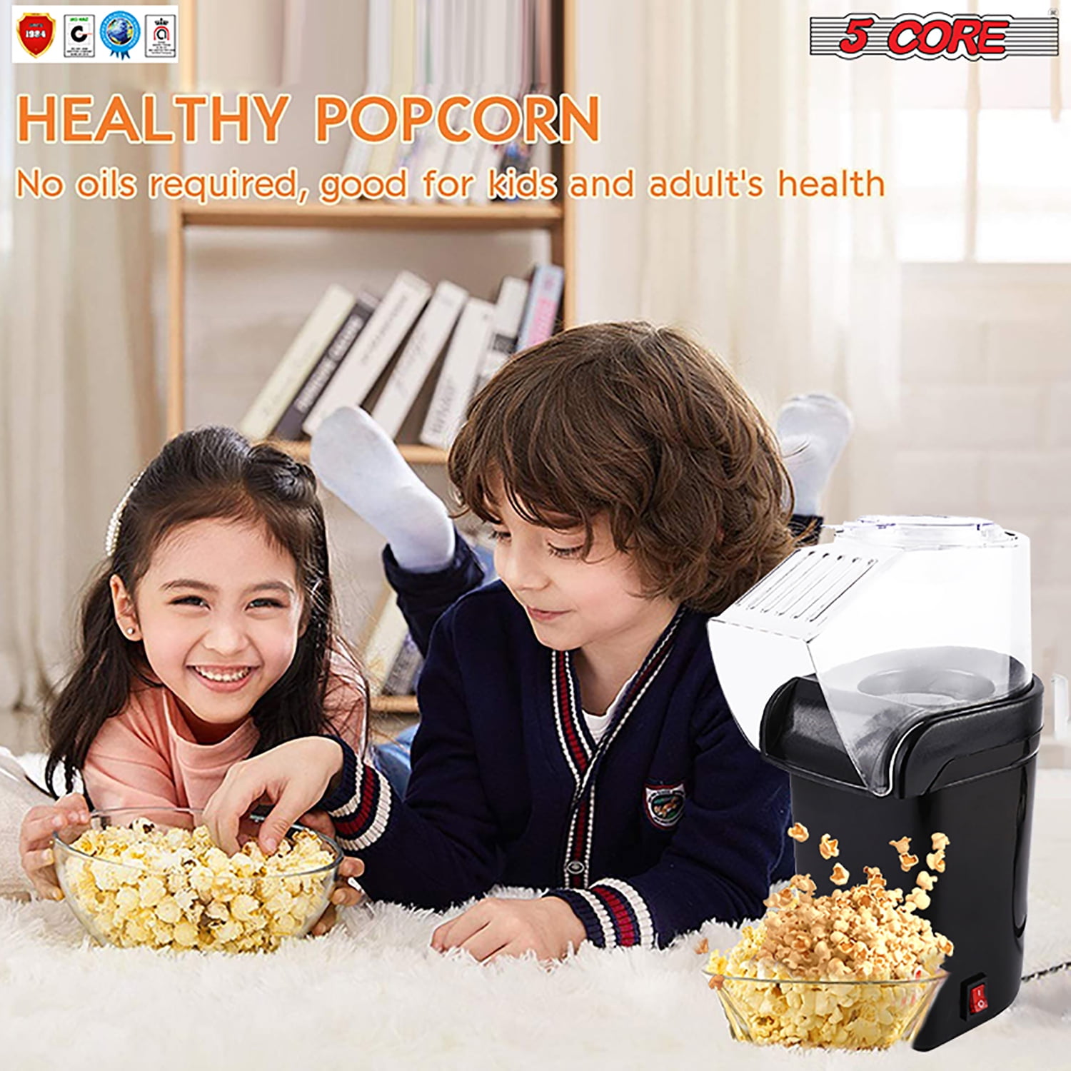 1,100 W 64 oz. Sea Green Hot Air Popcorn Machine Hot Air Electric Popp