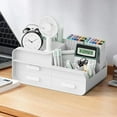 thumbnail image 5 of PandaTop Makeup Organiser, Large Countertop Vanity Cosmetic Stand Containers, Lipsticks Brushes Desk Storage Organizer with 3 Drawers and 9 Compartments , White, 5 of 8