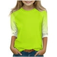 thumbnail image 2 of Summer 3/4 Sleeve Shirts for Teen Girls Raglan Gradient Color Block Crewneck T Shirts Fashion Casual Cute Y2K Kids Toddler Clothes Tween Tee Shirts Fall Outfits, Size 4-15, 2 of 7