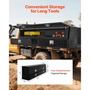 KFFKFF Contractor Truck Tool Box, 72 x 21 x 13 in, Black Aluminum TopSider Toolbox with Two Lower Drawers, Flip-Up Door, Weather-Resistant Storage Box with Latch, for Truck Bed Pickup
