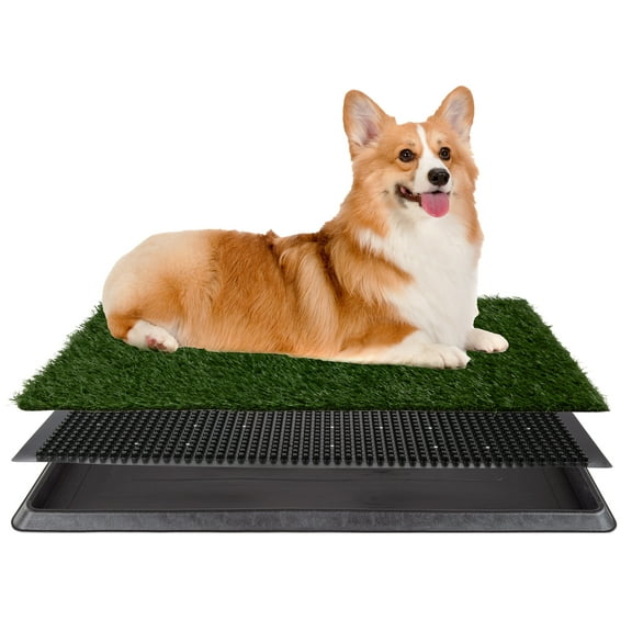 Artificial Grass Puppy Pad for Dogs and Small Pets ? Reusable Potty Training Pad with Tray ? Dog Housebreaking Supplies by PETMAKER (20 x 25)