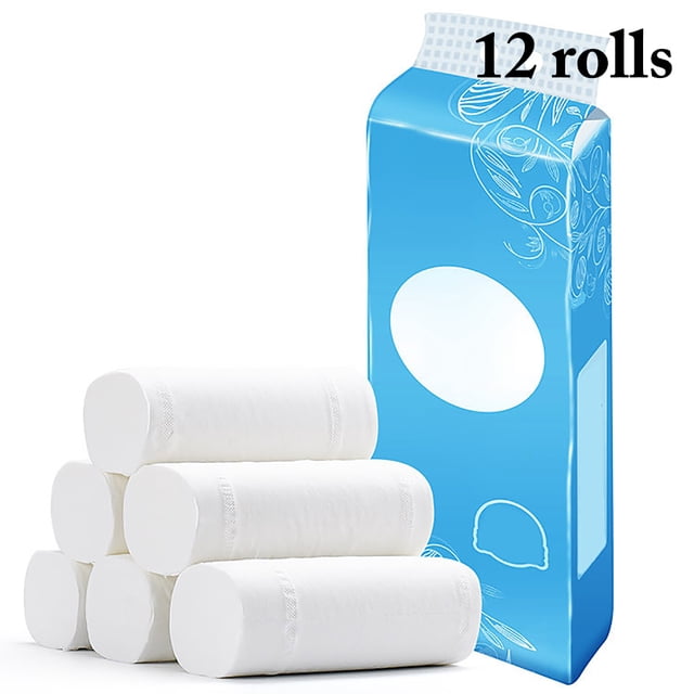 Coofit 12 Rolls Home Toilet Paper 4-Layer Soft Skin-friendly Toilet Tissue Paper Towel