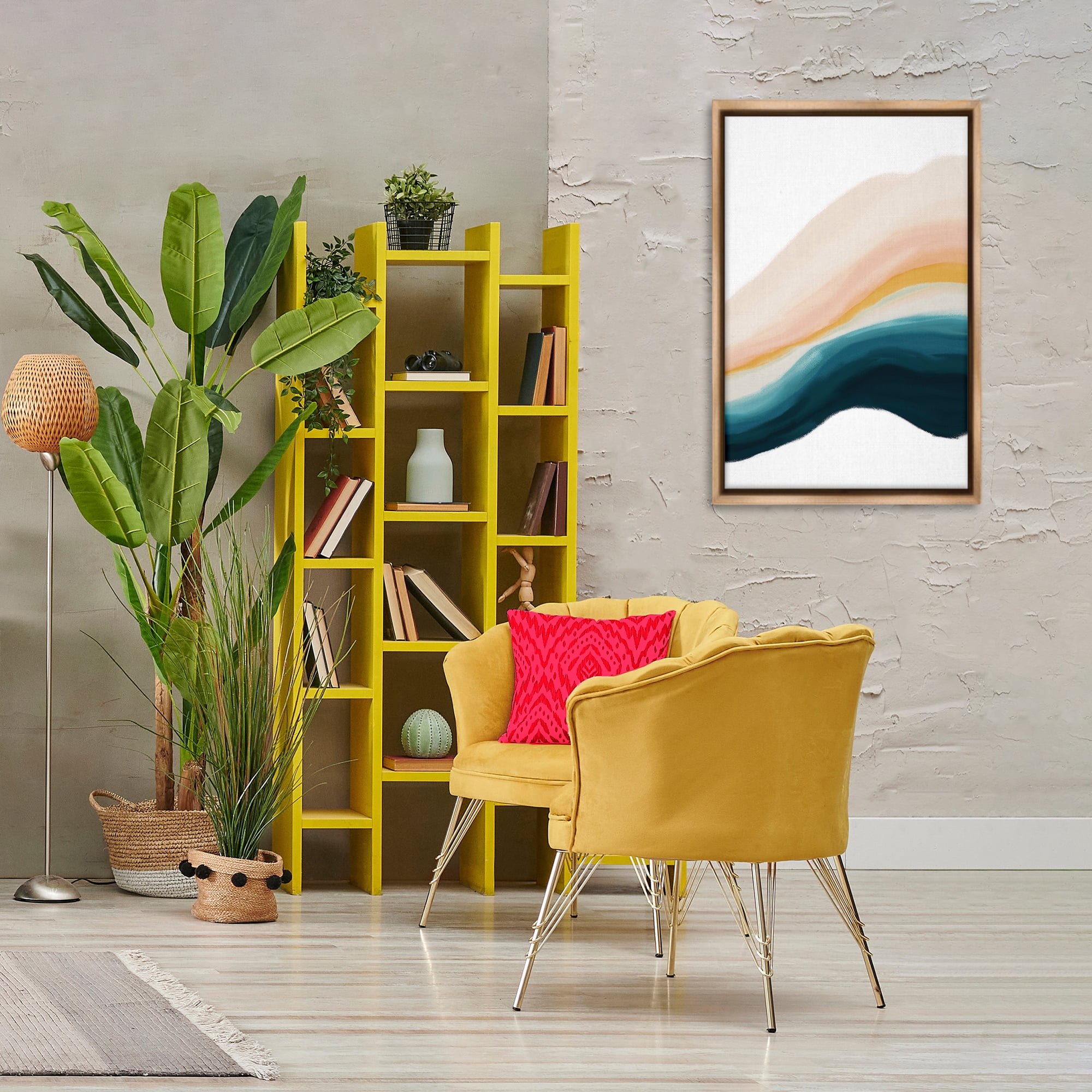 Stupell Industries Peach Swirl Abstraction Abstract Painting Brown Floater Framed Canvas Art Print Wall Art, 21 x 31