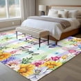 thumbnail image 4 of Spring Wildflowers Area Rugs 5'x7', Washable Small Throw Rugs for Laundry Room Playroom, Watercolor Floral Leaf Colorful Plaid Indoor Outdoor Rug Non-Slip Low Pile Carpet Runner Reversible Floor Mats, 4 of 8