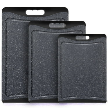Extra Large Cutting Boards, AOKIWO Plastic Cutting Boards for Kitchen (Set of 3)Meat, Veggies Cutting Board Set Dishwasher Chopping Board with Juice Grooves Easy-Grip Handles, Dark Grey
