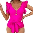 thumbnail image 4 of Sngxgn Swimsuit Women Criss Cross Back Print Bathing Suits Modest Swimwear(Hot Pink,XL), 4 of 8