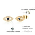 thumbnail image 2 of TINGN Sapphire Evil Eye Stud Earrings 14k Gold Plated Sterling Silver Post Super Tiny Eye Stud Earring, 2 of 5