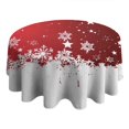 thumbnail image 4 of Red Christmas Snowflake Pattern Round Tablecloth 60"x60",Wrinkle Wipeable Table Cloth for Kitchen Dining Room Picnic Patio Party, 4 of 6