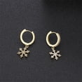 thumbnail image 2 of Gold Dianty Snowflake Christmas Dangle Drop Earrings for Women Crystak CZ Cartilage Small Huggie Hoops Earring Sleeper Cuffs, 2 of 6