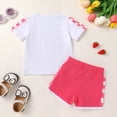 thumbnail image 2 of Happy Town Toddler Baby Girl Summer Outfits Butterfly Print Short Sleeve T-Shirt + Shorts Girls Two-Piece Clothes Set, 2 of 8