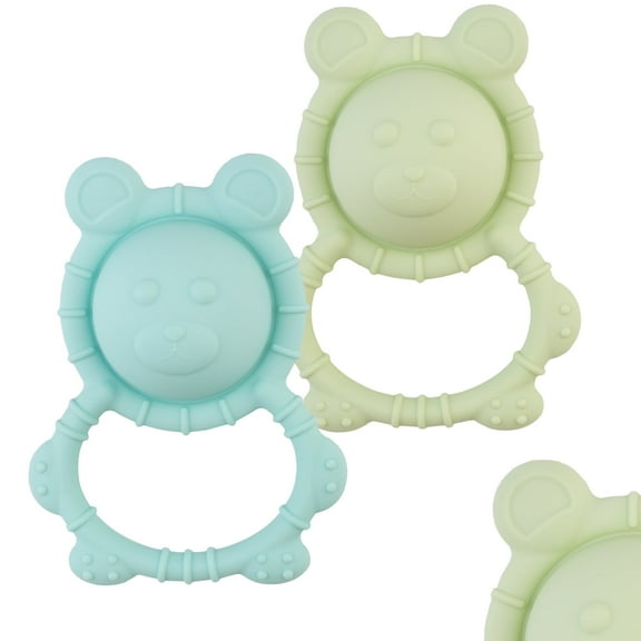 2 Packs Baby Teething Toy for 0-6 6-12 Months, Food Grade Silicone Teething Mitten, Anti Dropping Wrist Hand Teethers Baby Chew Toys, BPA Free - Green & Blue