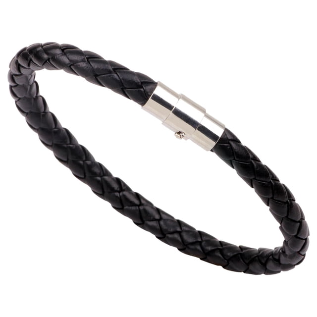 Pulsera de cuero para hombres y mujeres Pulsera brazalete Pulsera para Negro