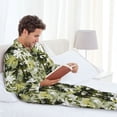 thumbnail image 6 of Naloa Hawaii Palms Men’s Pajamas Set - Long Sleeve Button Down Sleep Shirt and Pajama Bottoms Sleepwear Set-XX-Large, 6 of 7