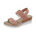 thumbnail image 3 of Domuza Women’s Platform Espadrille Wedge Sandals Comfortable Open Toe Elastic Ankle Strap Slip on Comfy Low Wedge Sandals For Ladies Dressy Summer Shoes Pink 9（EU-42）, 3 of 4