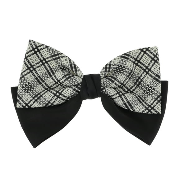 Unique Bargains 1 Pc Hair Barrettes Fashion Plaid Bow Hair Clip Black White