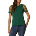 thumbnail image 1 of BLUSA Vintage de Lunares con Cuello Peter Pan y Manga de Malla Corta para Mujeres INSPIRE CHIC XL Verde Oscuro, 1 of 6